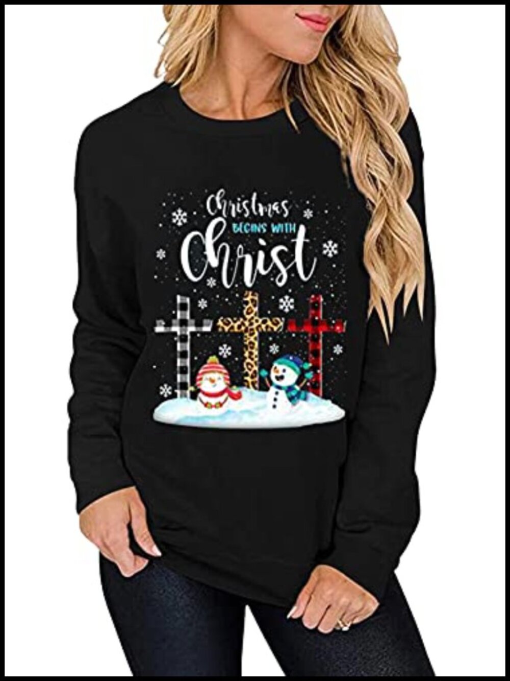 Women's Merry Christmas Striped Raglan Long Sleeve T-Shirt Plaid Leopard Tree